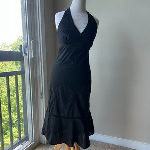 J.Crew Tie Back Embroidered Black Dress Midi - Size 0